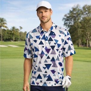 Greenside Golf Men's 2XL Summer Vibes Geometric All Over Print Polo Shirt Logo